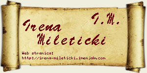 Irena Mileticki vizit kartica